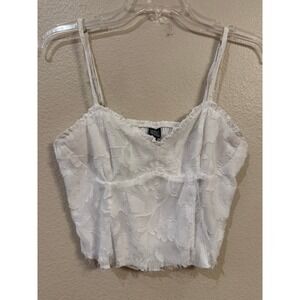 Wild Fable White Floral Burnout Crop Cami Top Smocked Back Small